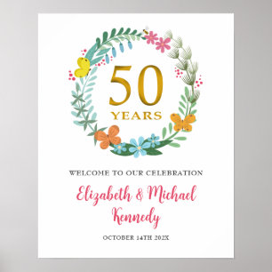 Affiche Symbole du 50e anniversaire de bienvenue en or