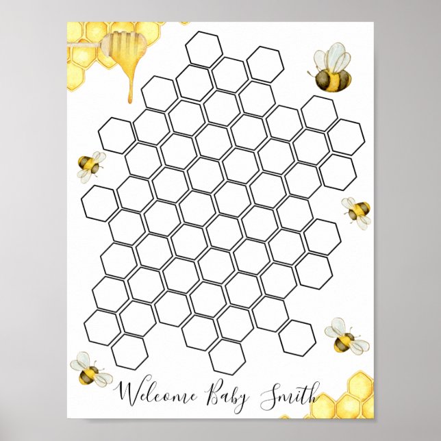 Affiche Symbole du Baby shower Bee Honeycomb (Devant)