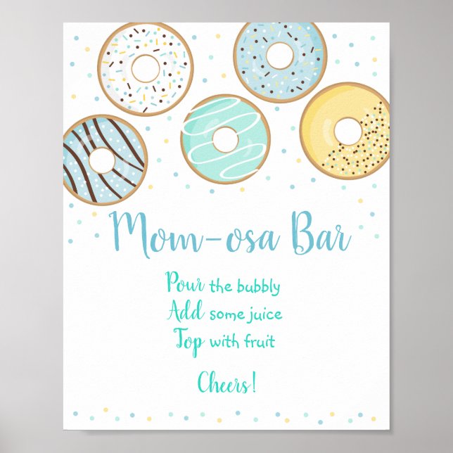 Affiche Symbole du Baby shower Bleu Bleu de Donut Mimosa (Devant)