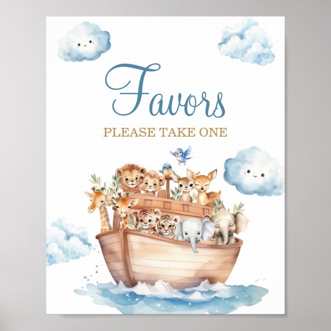 Affiche Symbole du Baby shower d'arche du mignon Noah Favo (Devant)