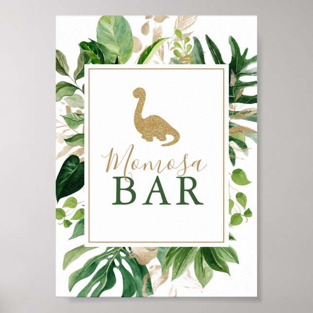 Affiche Symbole du Baby shower Dinosaur Momosa Bar (Devant)