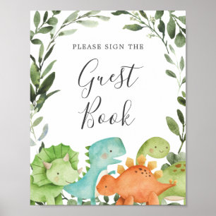 Affiche Symbole du Baby shower Dinosaures