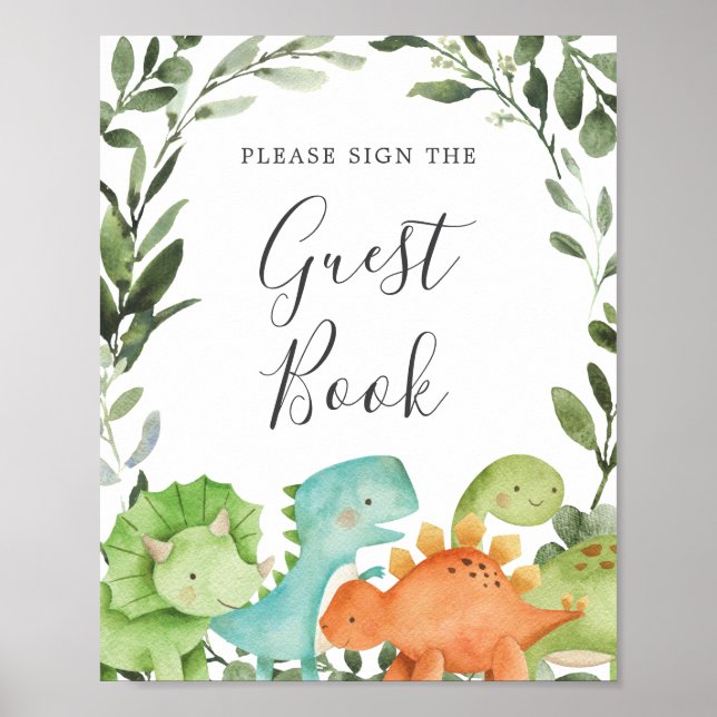 Affiche Symbole du Baby shower Dinosaures (Devant)