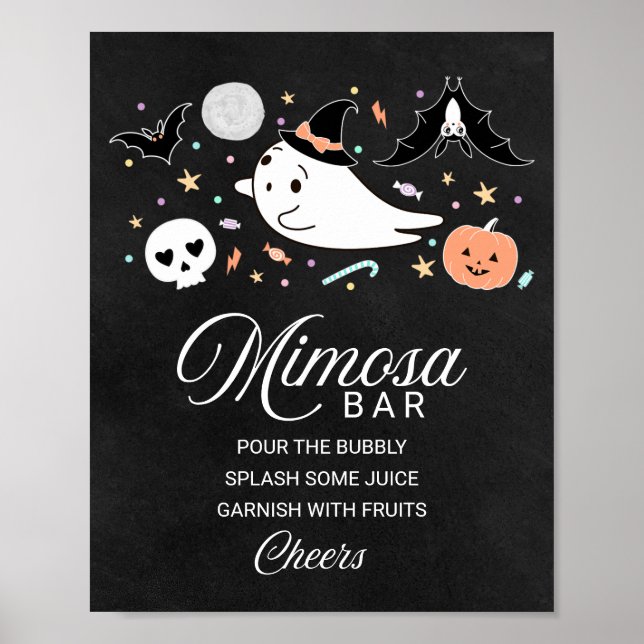 Affiche Symbole du Baby shower Halloween Ghost Mimosa Bar (Devant)