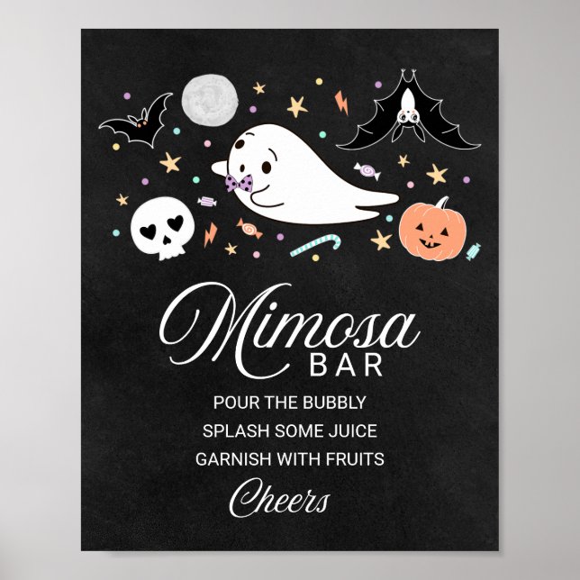 Affiche Symbole du Baby shower Halloween Ghost Mimosa Bar (Devant)
