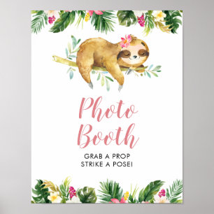 Affiche Symbole du Baby shower photo Tropical Girl Sloth