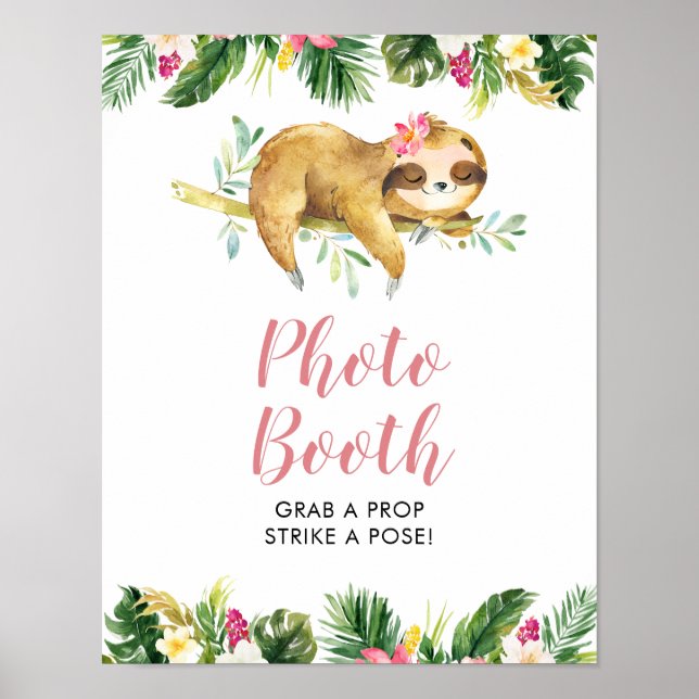 Affiche Symbole du Baby shower photo Tropical Girl Sloth (Devant)