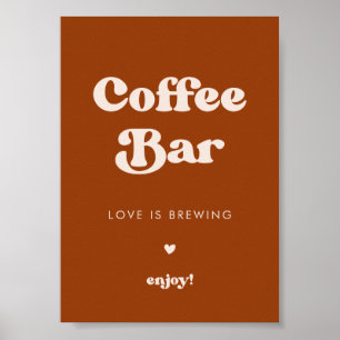 Affiche Symbole du bar à café Burnt Orange Mariage rétro