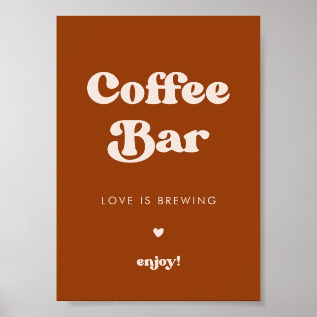 Affiche Symbole du bar à café Burnt Orange Mariage rétro (Devant)