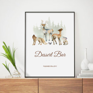Affiche Symbole du bar-dessert Animaux Woodland