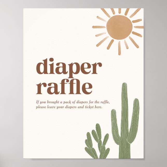 Affiche Symbole du chevalet de Baby shower Boho Cactus (Devant)