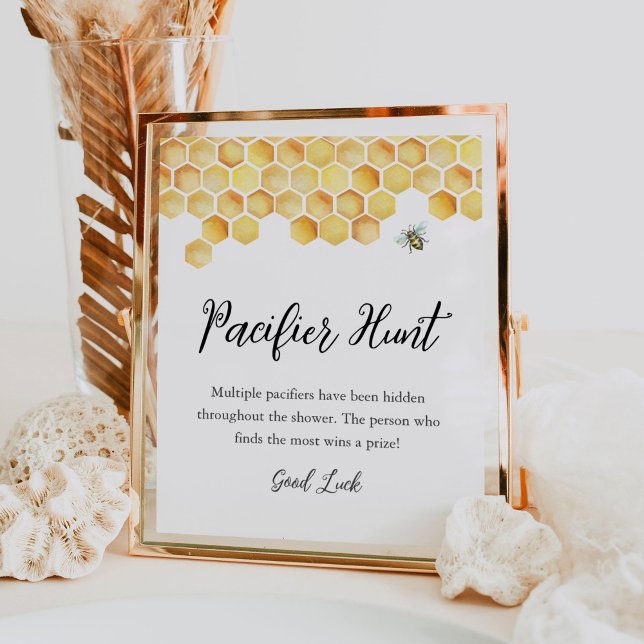 Affiche SYMBOLE DU JEU DE Baby shower DE CHASSE CALLA Bee  (Créateur téléchargé)