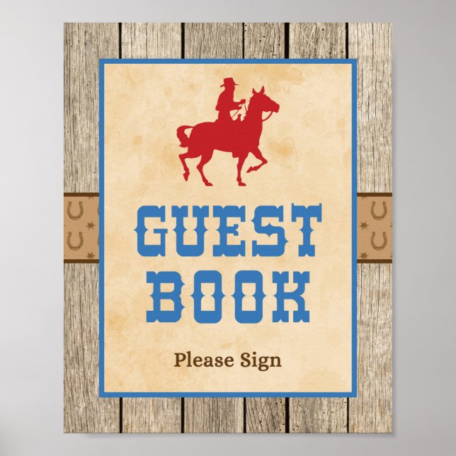 Affiche Symbole du livre d'hôtes Cowboy Baby shower occide (Devant)