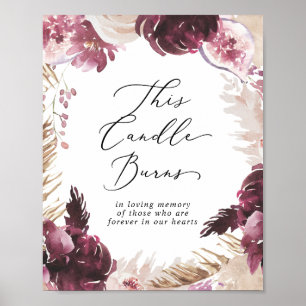 Affiche Symbole du Mariage Boho Pampas Candle Burns