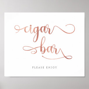 Affiche Symbole du Mariage de calligraphie rose "Cigar Bar
