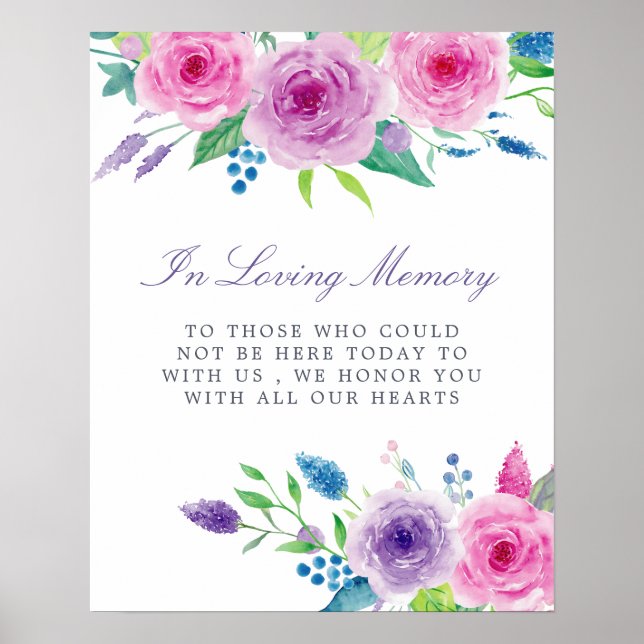Affiche Symbole du Mariage floral Violet Mix Watercolor (Devant)