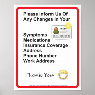 Affiche Symbole du mur d'information du patient du médecin