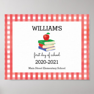 Affiche SYMBOLE DU PREMIER JOUR DE L'ÉCOLE En vichy Apple