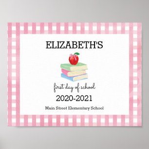 Affiche SYMBOLE DU PREMIER JOUR DE L'ÉCOLE En vichy Apple