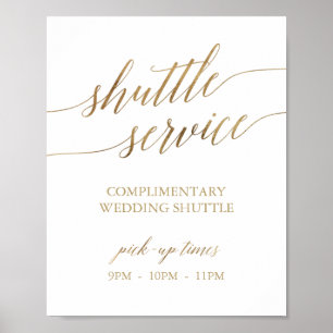 Affiche Symbole du service de navette élégante Gold Callig