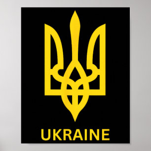 Affiche Symbole du trident de l'armée ukrainienne au milie