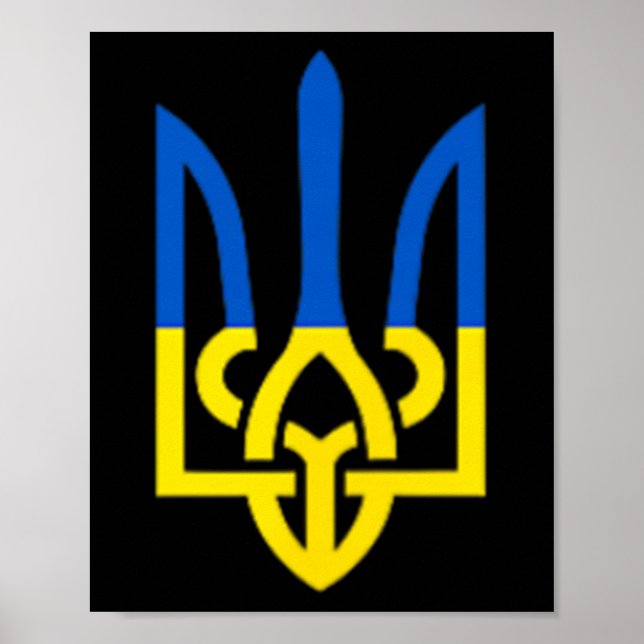 Affiche Symbole du trident ukrainien - Drapeau ukrainien d (Devant)