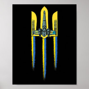 Affiche Symbole du trident ukrainien Tryzub Ukraine Logo