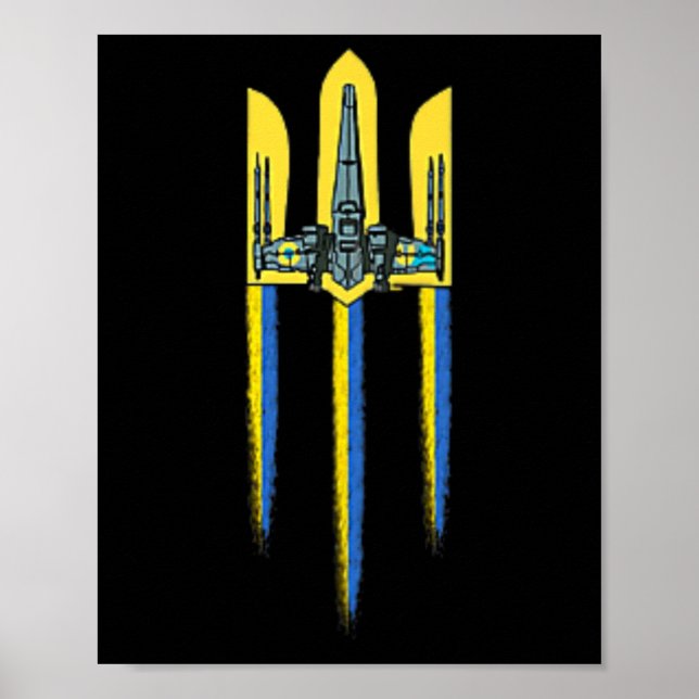 Affiche Symbole du trident ukrainien Tryzub Ukraine Logo (Devant)