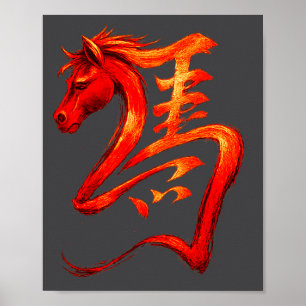 Affiche Symbole du zodiaque chinois Cheval de Feu Nouvel A