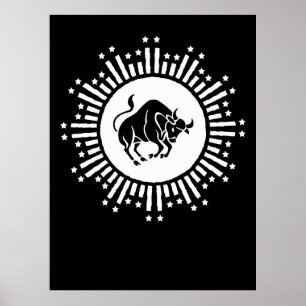 Affiche Symbole du zodiaque Taureau avec explosion stellai