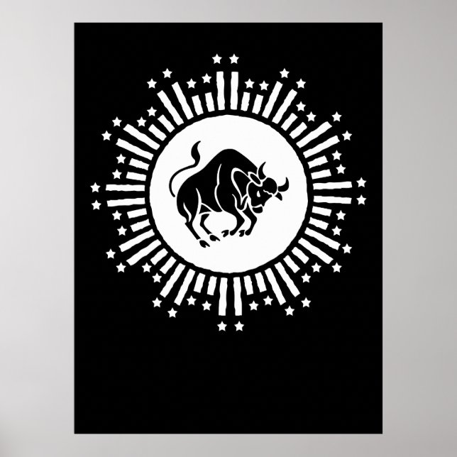 Affiche Symbole du zodiaque Taureau avec explosion stellai (Devant)