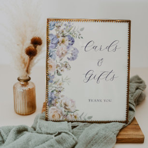 Affiche Symbole Dusty Blue Cream Floral Cartes et cadeaux