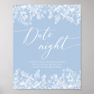 Affiche Symbole Dusty Blue Floral Night Ideas