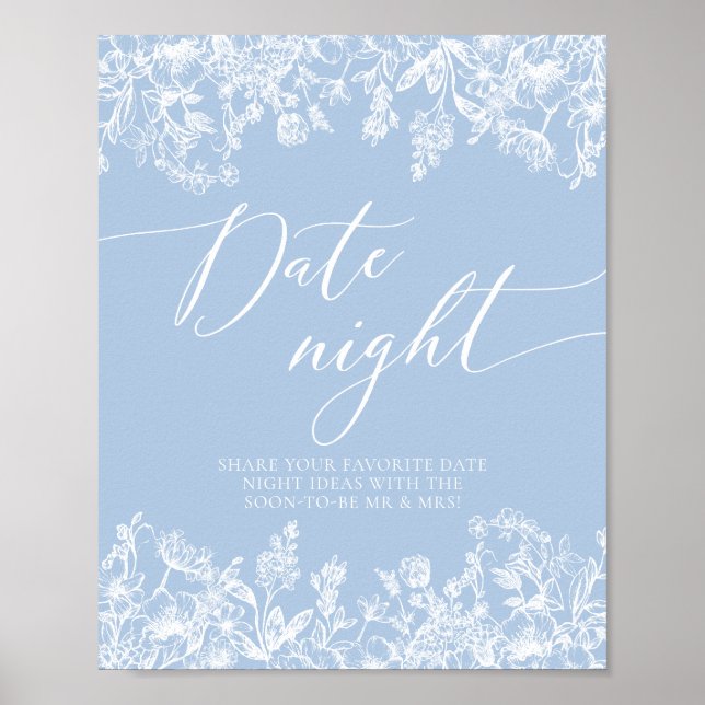 Affiche Symbole Dusty Blue Floral Night Ideas (Devant)