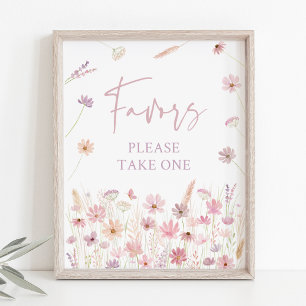 Affiche Symbole Dusty Rose Fleur sauvage Faveurs Baby show