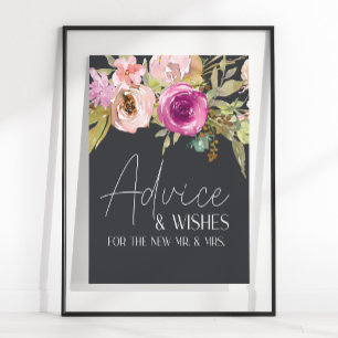 Affiche Symbole Dusty Rose Purple Floral Carte & Cadeaux