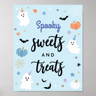 Affiche Symbole éffrayant Ghost Halloween Sucres et Traite