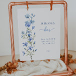 Affiche SYMBOLE Élégant Bleu Floral Bridal Mimosa Bar<br><div class="desc">SIGNE Bleu Dusty Floral Bridal Mimosa</div>