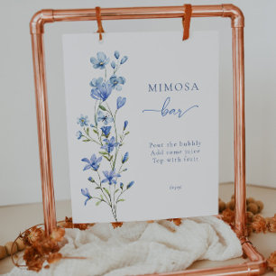 Affiche SYMBOLE Élégant Bleu Floral Bridal Mimosa Bar