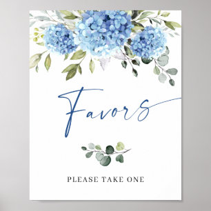 Affiche Symbole Elégant bleu Hydrangea Eucalyptus Faveurs
