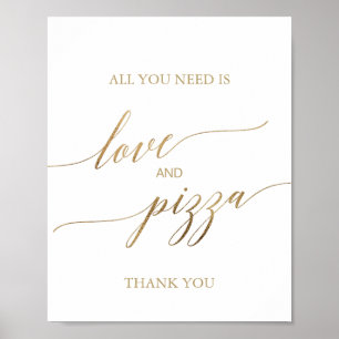 Affiche Symbole Elegant Gold Calligraphy Love and Pizza