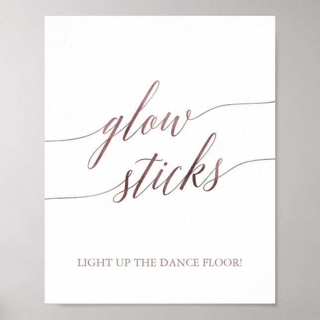 Affiche Symbole Élégant Rose Gold Calligraphy Glow Sticks (Devant)