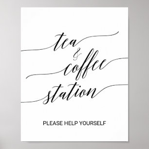 Affiche SYMBOLE Élégante Calligraphie Noire Thé et Café