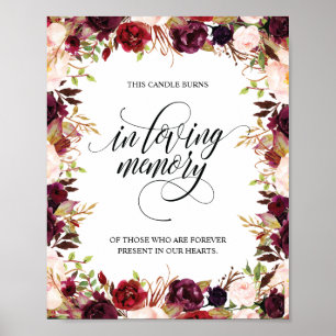 Affiche Symbole En Mémoire Amoureuse Bougie Mémorial Brûle