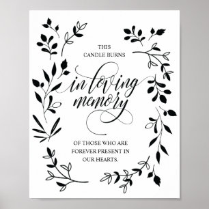 Affiche Symbole En Mémoire Amoureuse Bougie Mémorial Brûle