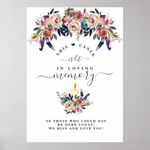 Affiche Symbole en mémoire d'amour bleu bleu floral