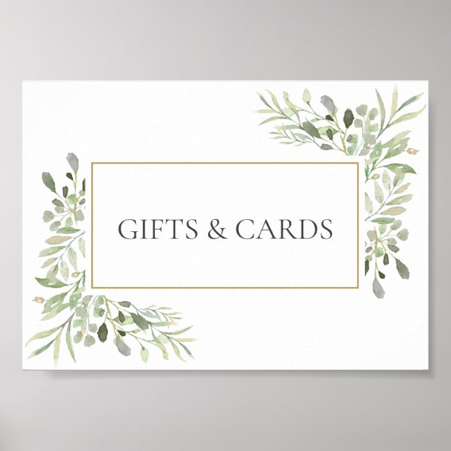 Affiche SYMBOLE Feuille D'Aquarelle Mariage verte (Devant)