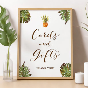Affiche Symbole Feuille des cartes à ananas et des cadeaux