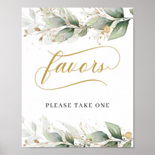 Affiche Symbole feuille vert boho eucalyptus or faveurs