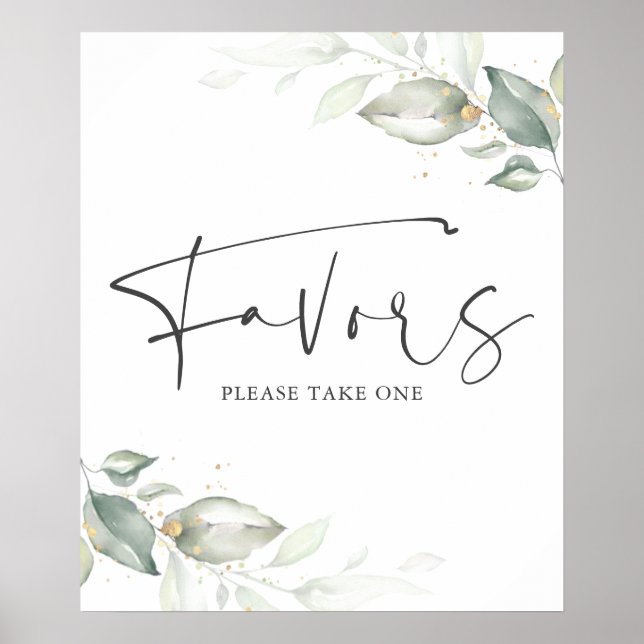 Affiche Symbole Feuille Vert et Or Vert Aquarelle (Devant)